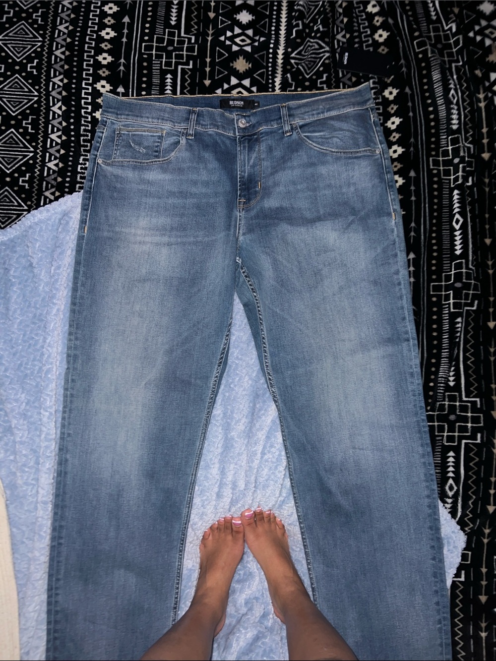 Hudson Men's Light Blue Straight-Leg Jeans